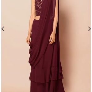 Maroon Lehenga with attached dupatta